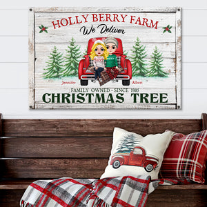 Couple Farm Family Owned Christmas Tree, Printed Metal Sign Couple Christmas Gift - Metal Wall Art - GoDuckee