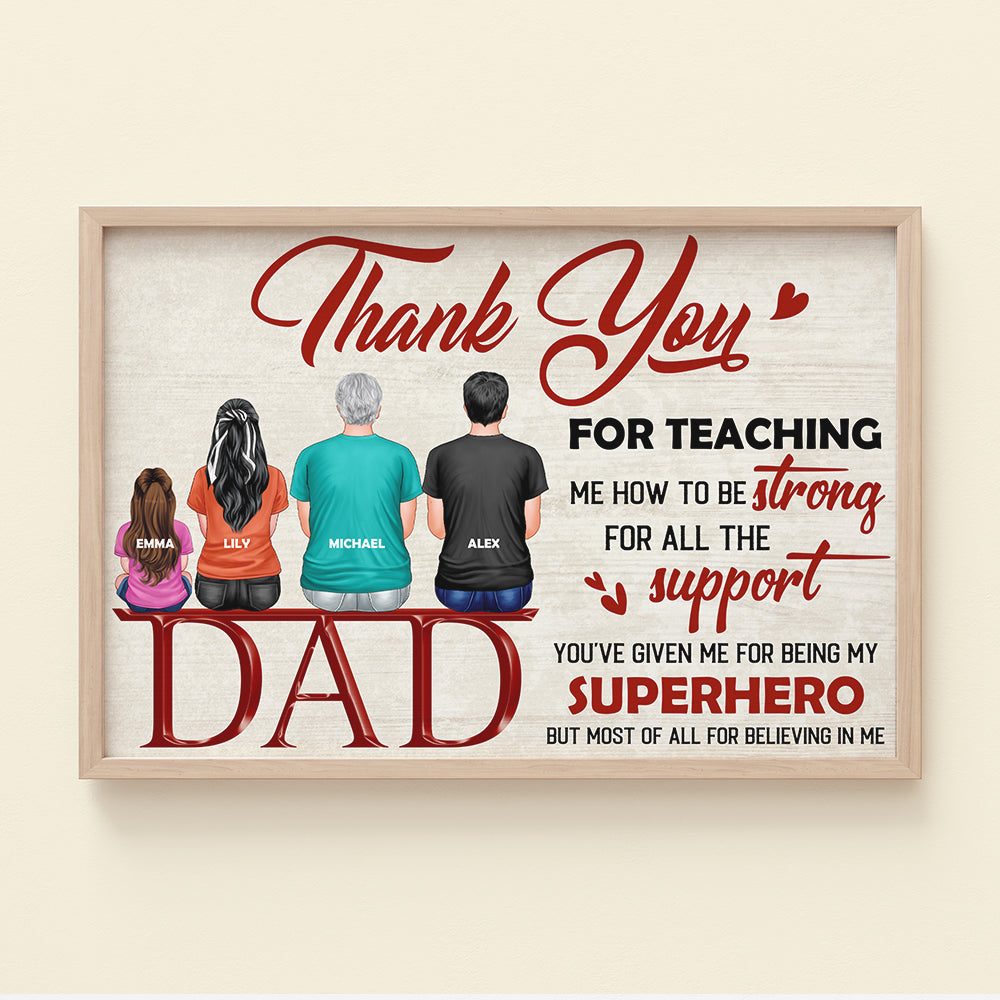 Thank You For Teaching Me How To Be Strong Personalized Father Canvas Print - Poster & Canvas - GoDuckee