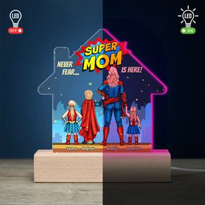 Super Mom Is Here, Personalized 3D Led Light, Gift For Mother's Day - Led Night Light - GoDuckee