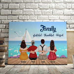Family Grateful-Thankful-Blessed-Gift For Family- Personalized Canvas Print- Family Canvas Print - Poster & Canvas - GoDuckee