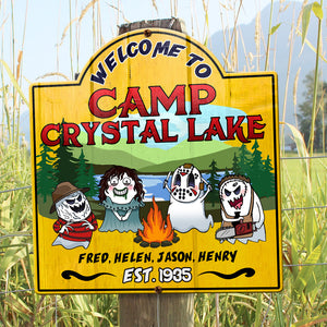 Horror Camping Metal Sign - Welcome To Camp Crystal Lake - Metal Wall Art - GoDuckee