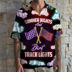 Personalized Dirt Track Racing Hawaiian Shirt - Summer Nights And Dirt Track Lights - Dirt Track Car Pattern - Hawaiian Shirts - GoDuckee