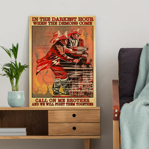 Firefighter Team Poster - In The Darkest Hour When The Demons Come - Poster & Canvas - GoDuckee