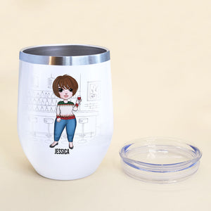 Personalized Drinking Girl Dolls Wine Tumbler - She Believed She Could So She Drank The Entire Bottle Of Wine - Wine Tumbler - GoDuckee