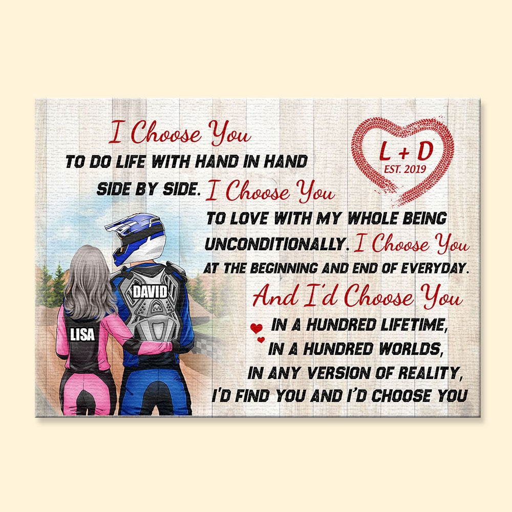Personalized Motocross Couple Poster - I Choose You - Poster & Canvas - GoDuckee