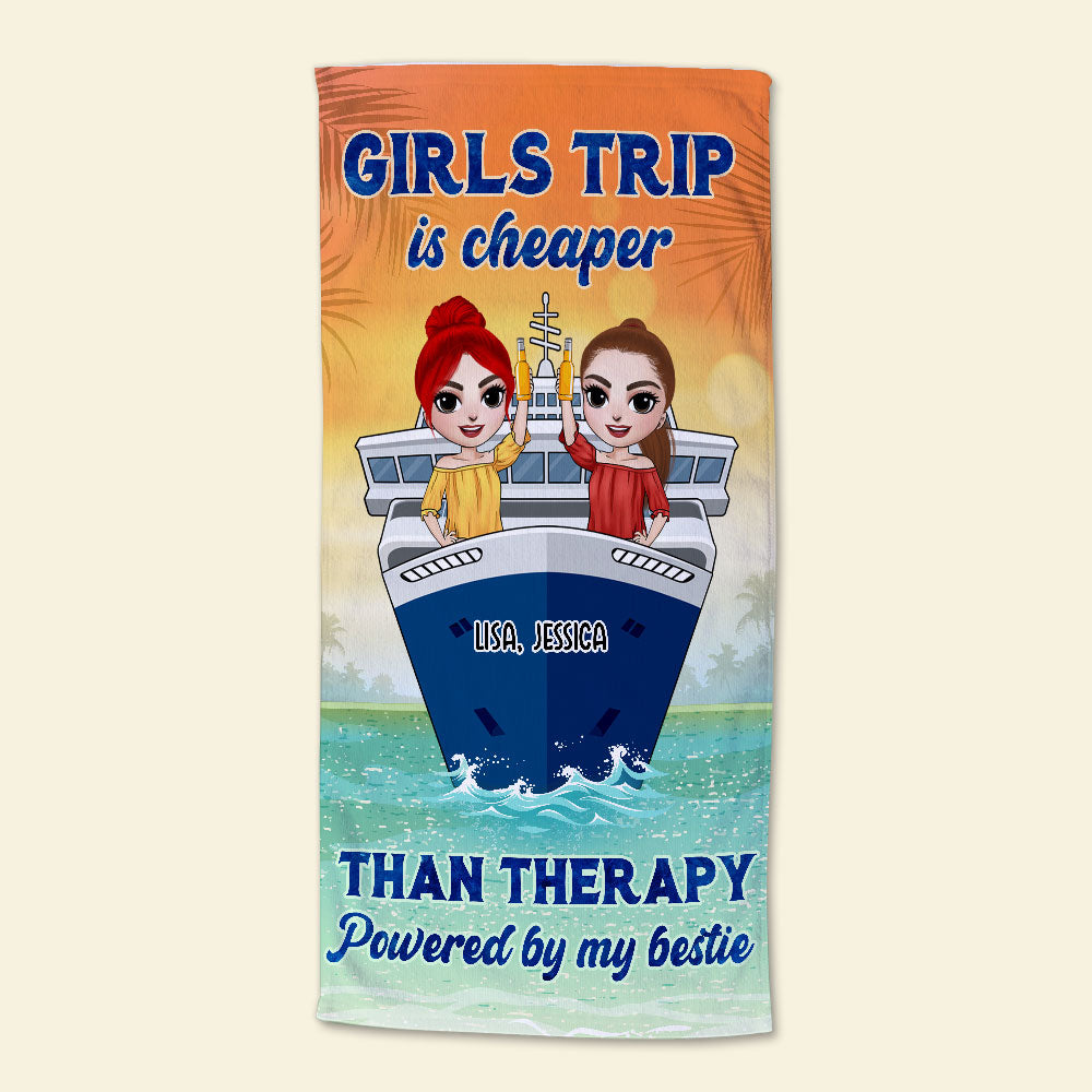 Powered By My Bestie - Personalized Beach Towel - Gifts For Best Friends, Sisters, Girls Trip - Beach Towel - GoDuckee