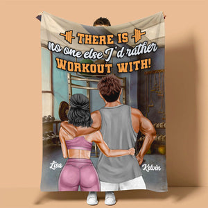 Personalized Gym Couple Blanket - There Is No One Else I'd Rather Workout With - Blanket - GoDuckee