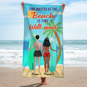 You & Me And A Wave - Personalized Beach Towel - Gifts For Surfing Lover, Wife, Girlfriend From Husband - Beach Towel - GoDuckee
