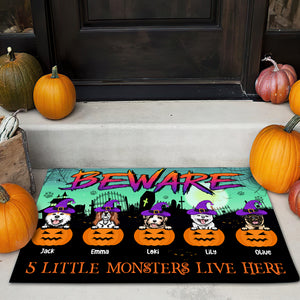 Personalized Witch Dog Breeds - Beware Doormat - Little Monsters Live Here - Doormat - GoDuckee