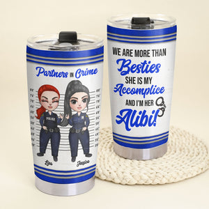 Personalized Female Police Bestie Tumbler - Partners In Crime - Tumbler Cup - GoDuckee