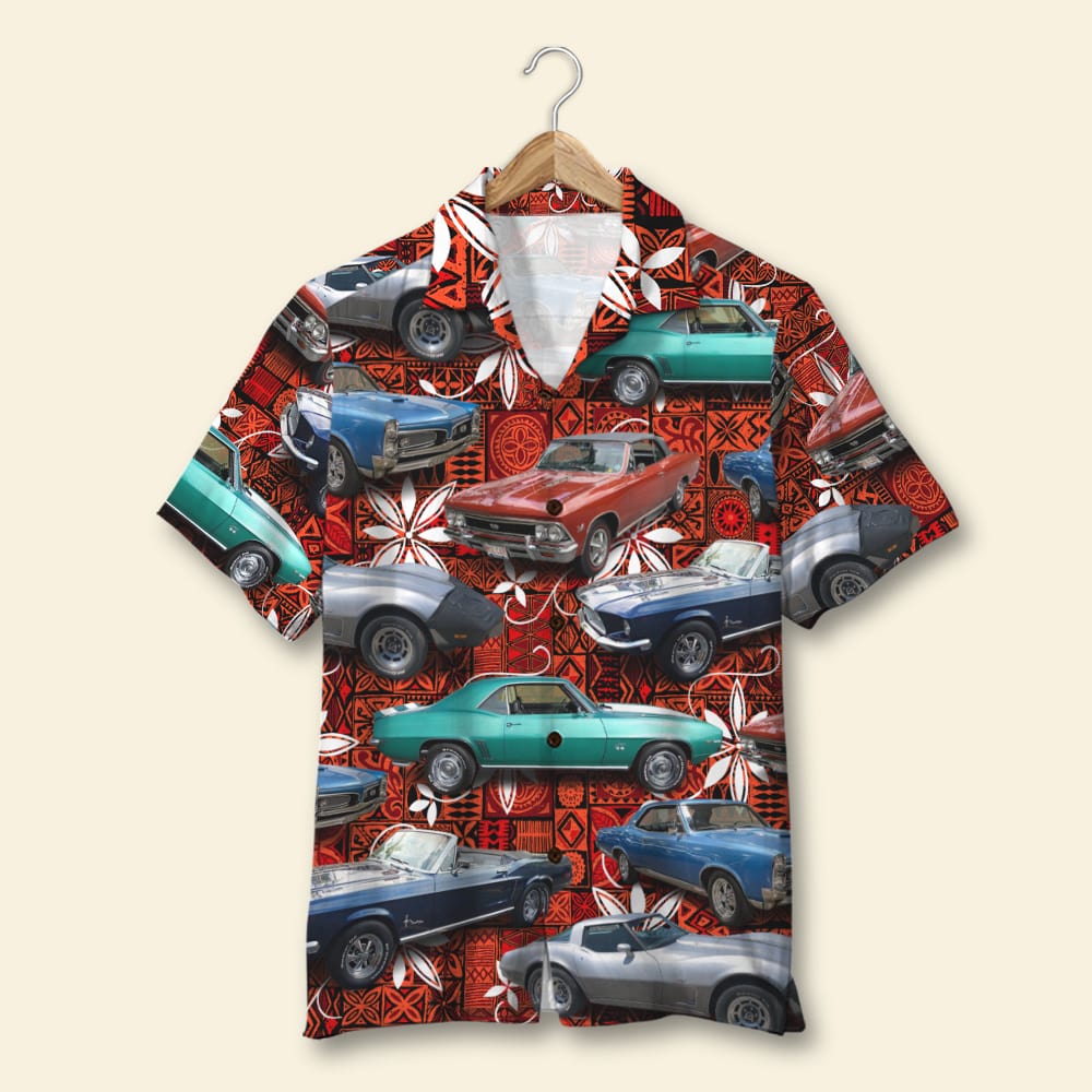 Seamless Tribal Pattern, Custom Classic Car Photo Hawaiian Shirt, Summer Gift (Car0902) - Hawaiian Shirts - GoDuckee