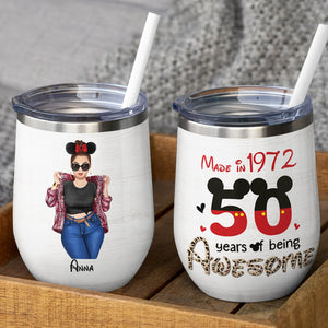 50 Years Of Being Awesome Personalized Age Wine Tumbler Gift For Her - Wine Tumbler - GoDuckee