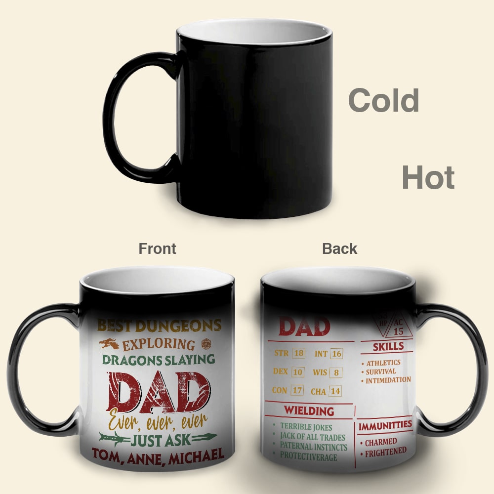best dungeons exploring dragons slaying dad Personalized Magic Mug Gift For Dad - Magic Mug - GoDuckee