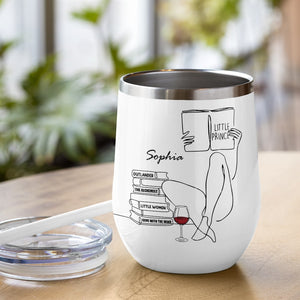 Easily Distracted By Books & Wine - Custom Book Titles Tumbler - Gift For Couple - Wine Tumbler - GoDuckee