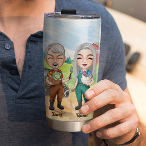 Yes, He's Farming No I Don't Know When He'll Be Home Personalized Farmer Tumbler Cup Gift For Couple - Tumbler Cup - GoDuckee