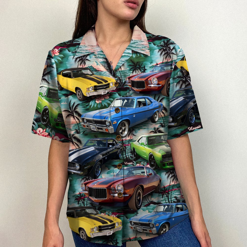 Custom Racing Photo Hawaiian Shirt, Seamless Tree Pattern, Summer Gift -  GoDuckee