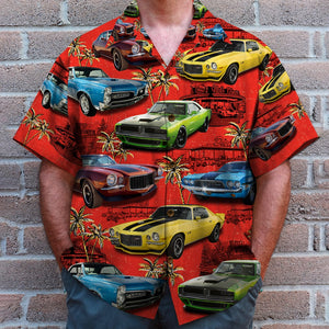 Custom Classic Car Photo Hawaiian Shirt, Coconut Tree Pattern - Hawaiian Shirts - GoDuckee