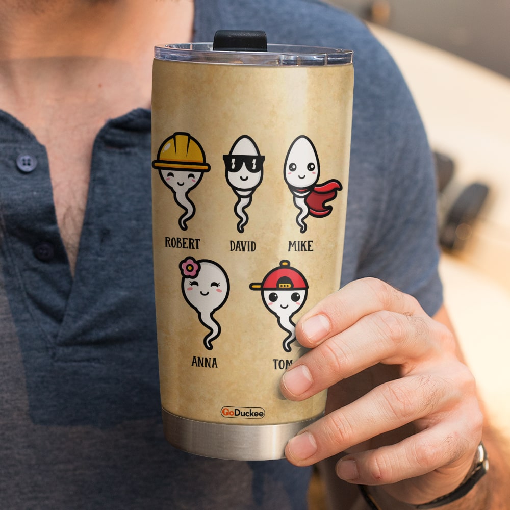 We're Glad We Came Out Of Yours, Personalized Father's Day Tumbler Cup, Gifts For Dad - Tumbler Cup - GoDuckee