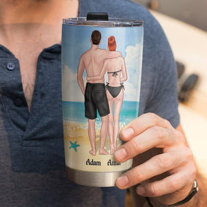 Beach Couple I'm Glad I Chose To Walk With You Personalized Tumbler Cup Gift For Couple - Tumbler Cup - GoDuckee