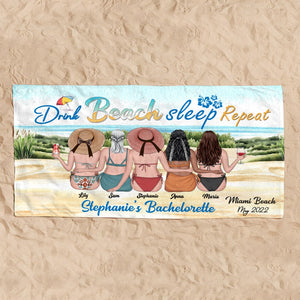 Drink Beach Sleep Repeat Personalized Friends Beach Towel Gift For Friends - Beach Towel - GoDuckee