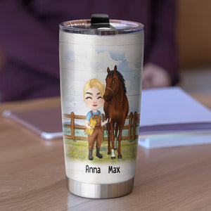 Yes I Am A Girl Yes This Is My Horse - Personalized Horse Girl Tumbler - Gift For Horse Lovers - Tumbler Cup - GoDuckee