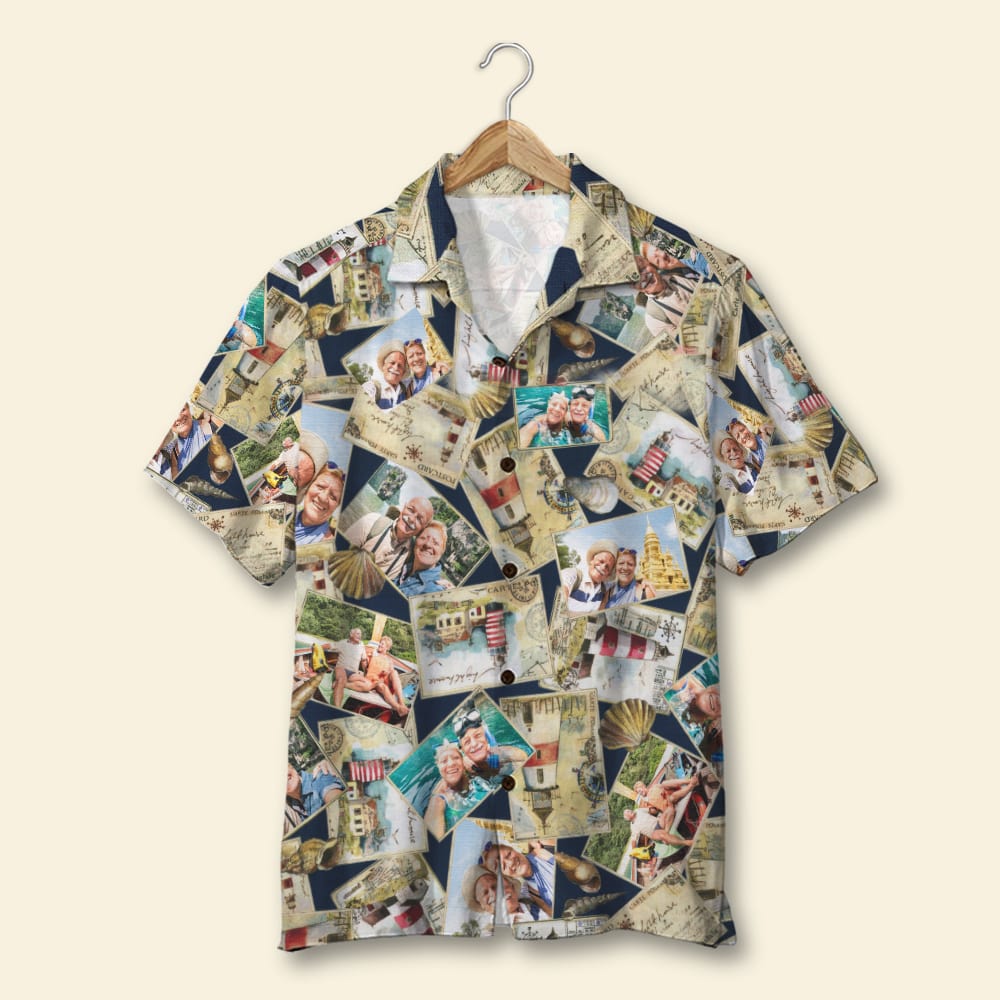 Custom Old Couple Travel Hawaiian Shirt, Aloha Shirt, Gift For Couple - Hawaiian Shirts - GoDuckee