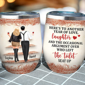 Here's To Another Year Of Love, Personalized Wine Tumbler, Gifts For Couple - Wine Tumbler - GoDuckee