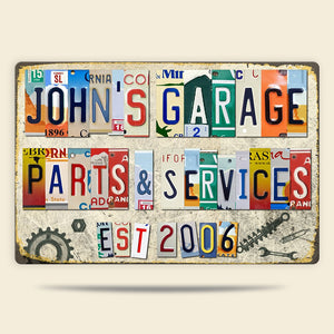 Personalized Dad Car Garage Metal Sign, Gift For Dad - Metal Wall Art - GoDuckee