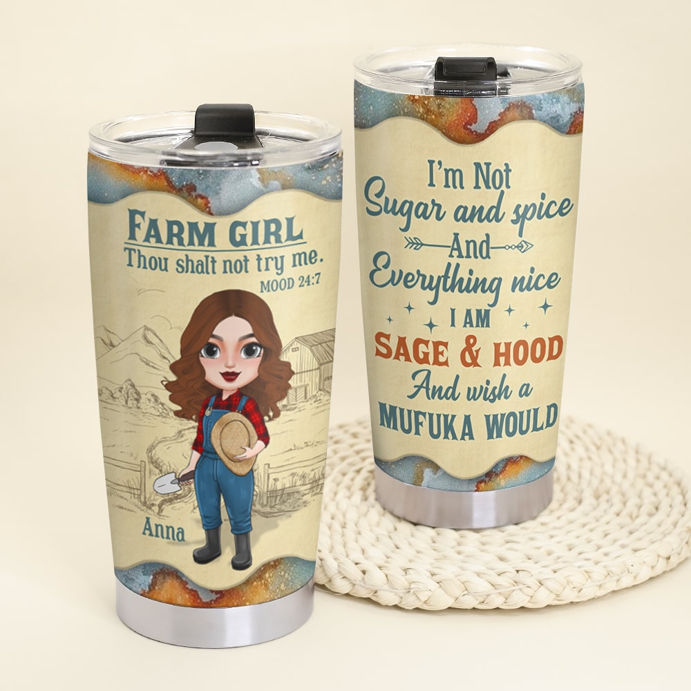 Farm Girl Thou Shalt Not Try Me Personalized Farmer Tumbler Cup Gift For Her - Tumbler Cup - GoDuckee