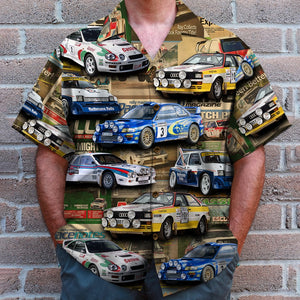 Custom Rallying Hawaiian Shirt, Racing Magazine Pattern - Hawaiian Shirts - GoDuckee