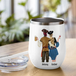 Home Of The Mega Pint Happy Hour Personalized Pirate Couple Wine Tumbler Gift For Couple - Wine Tumbler - GoDuckee
