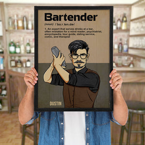 Personalized Shaking Bartender Poster - Bartender Definition - Retro - Poster & Canvas - GoDuckee