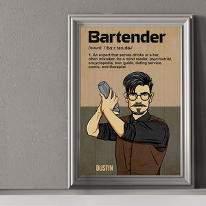 Personalized Shaking Bartender Poster - Bartender Definition - Retro - Poster & Canvas - GoDuckee