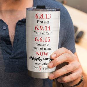 Personalized Couple Tumbler - Happily Annoying - Tumbler Cup - GoDuckee