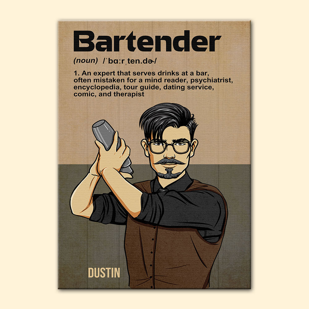 Personalized Shaking Bartender Poster - Bartender Definition - Retro - Poster & Canvas - GoDuckee