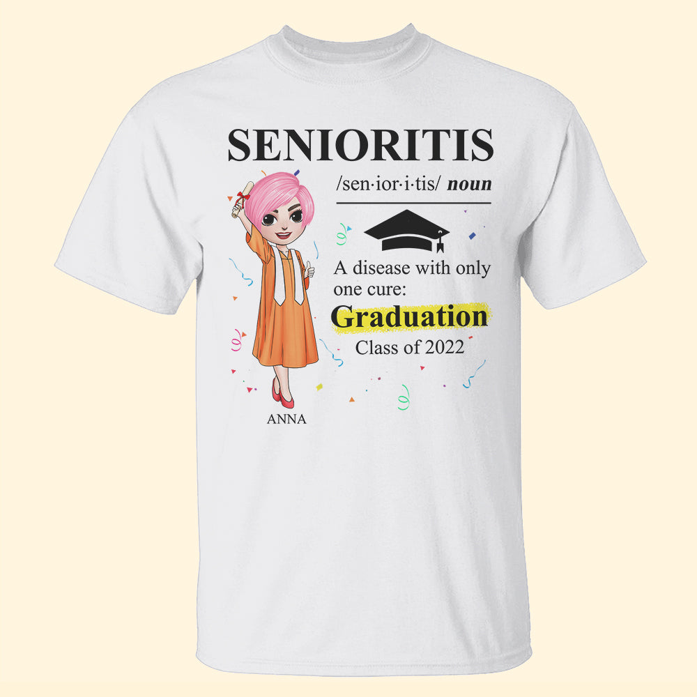 Senioritis Definition - Personalized Shirt - Chibi Graduation Front View - Shirts - GoDuckee