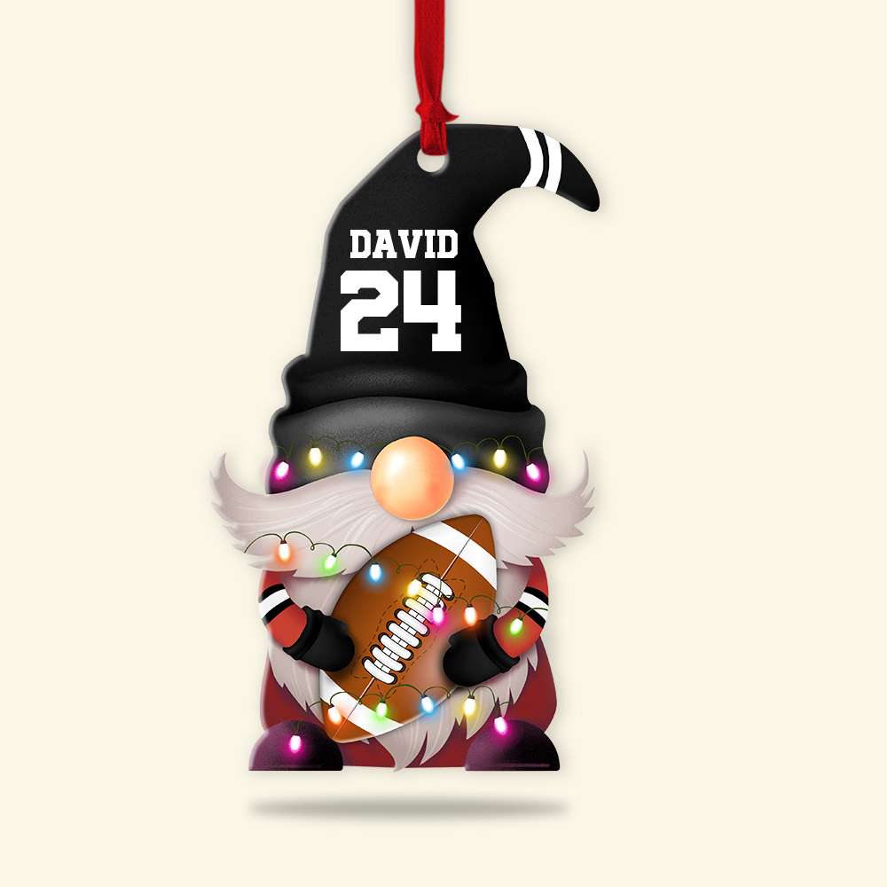 American Football Gnome With Christmas Light - Personalized Christmas Ornament - Gift For American Football Lover - Ornament - GoDuckee