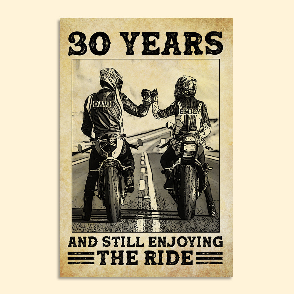 Personalized Biker Couple Poster - Motorcycle And Still Enjoying The Ride - Vintage - Poster & Canvas - GoDuckee