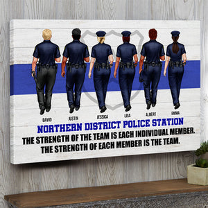 Personalized Teammate Police Officer Poster - The Strength Of Each Member Is The Team - Thin Blue Line Background - Poster & Canvas - GoDuckee