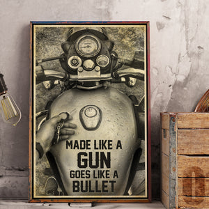 Motorcycle Fuel Tank Poster - Made Like A Gun Goes Like A Bullet - Poster & Canvas - GoDuckee