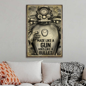 Motorcycle Fuel Tank Poster - Made Like A Gun Goes Like A Bullet - Poster & Canvas - GoDuckee