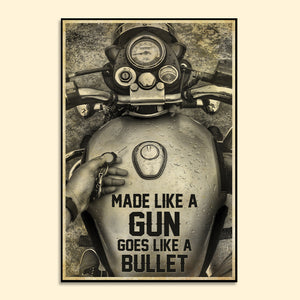 Motorcycle Fuel Tank Poster - Made Like A Gun Goes Like A Bullet - Poster & Canvas - GoDuckee