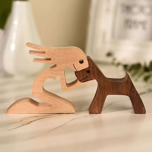 With Fur-Friend Family Wood Sculpture Table Ornaments - Ornament - GoDuckee