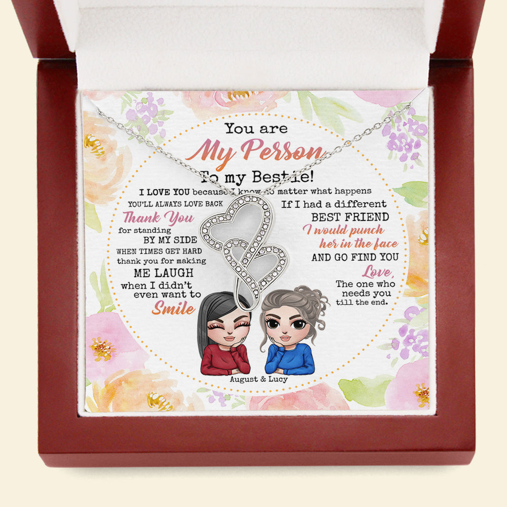 Besties You Are My Person To My Besties - Personalized Double Heart Necklace - Jewelry - GoDuckee