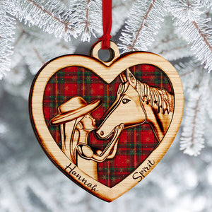 Cowgirl And Horse - Personalized Christmas Wood Ornament - Gift for Horse Lovers - Ornament - GoDuckee
