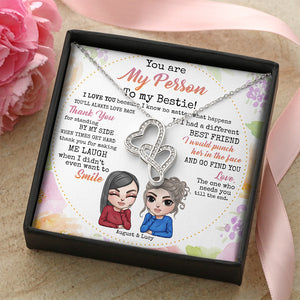 Besties You Are My Person To My Besties - Personalized Double Heart Necklace - Jewelry - GoDuckee