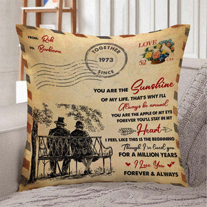 You Are My Sunshine Of My Life Personalized Old Couple Pillow Gift For Couple - Pillow - GoDuckee