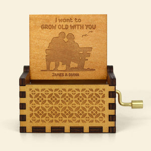 I Want To Grow Old With You Personalized Music Box, Couple Gift - Decorative Plaques - GoDuckee