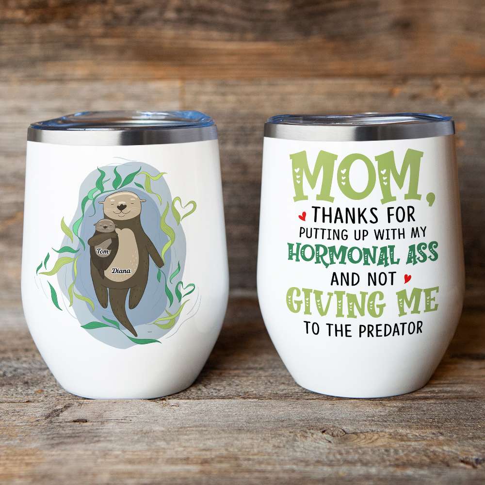 Otter Mother's Love Grows By Giving, Personalized Mom White Mug, Accent, Wine Tumbler Gift For Mom - Coffee Mug - GoDuckee