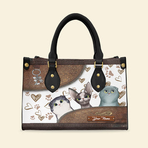 Personalized Cat Leather Bag, Gift For Cat Lovers - Leather Bag - GoDuckee